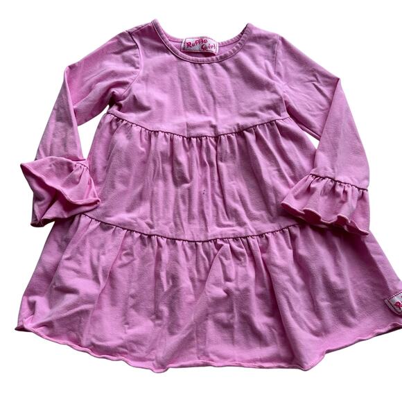 Ruffle Girl Pink Tiered Long Sleeve Dress - See Measurements - Picture 1 of 6
